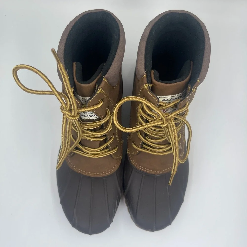 Aleader Duck Boots Men's Size 9 Brown Rubber Waterproof Winter Snow Shoes